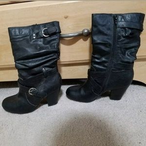 Faded Glory Black Mid Calf Boots size 7